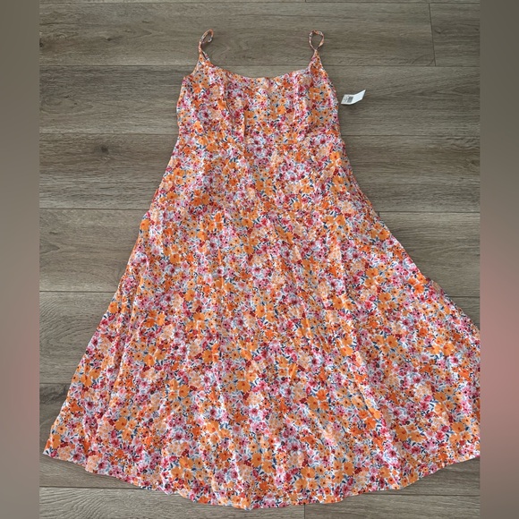 Old Navy Fit & Flare Cami Midi Dress Colorful Spring Flowers NWT - Picture 4 of 6